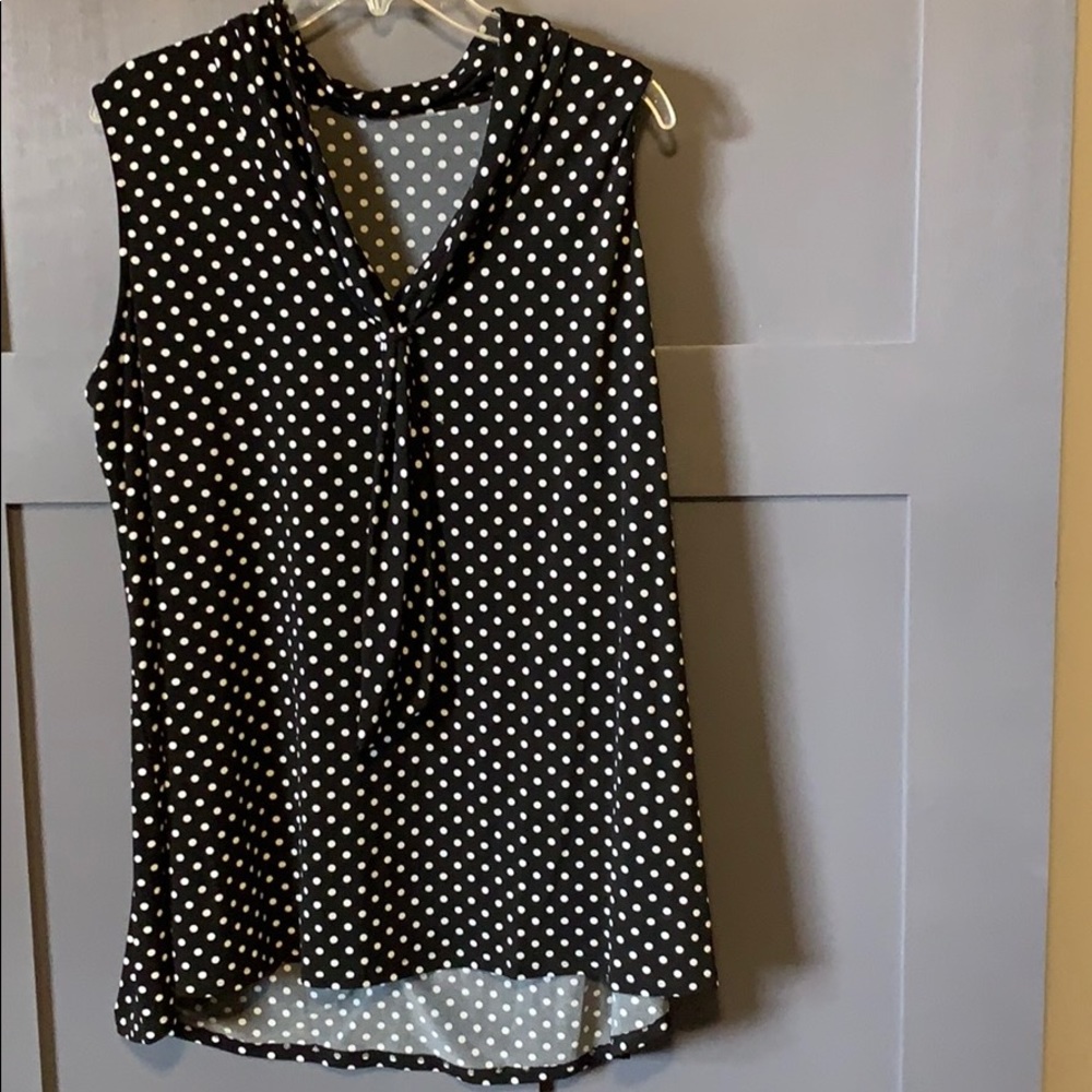 Black and white polka dot blouse